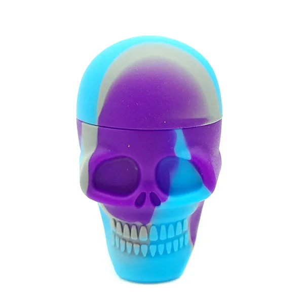 Bote Silicona 25 ml. Purple & Blue Skull 35x55 mm. Pack 10 ud.