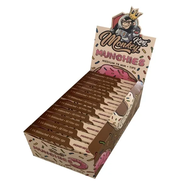 Papel Monkey King 1.1/4 & Tips Munchies Unbleached 24 ud. de Monkey King