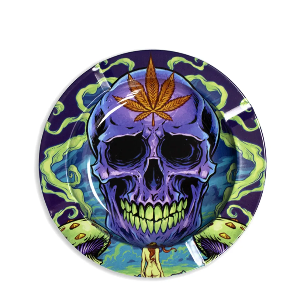Cenicero Metal Basic Skull Leaf 13.5 cm.