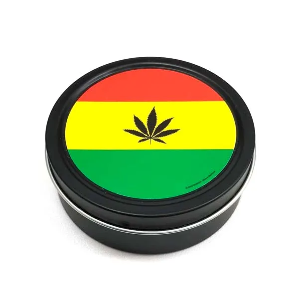 Caja Metal Redonda Leaf Rasta
