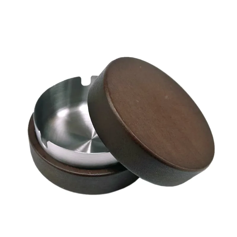 Cenicero Acero Inox. & Madera 90 mm.
