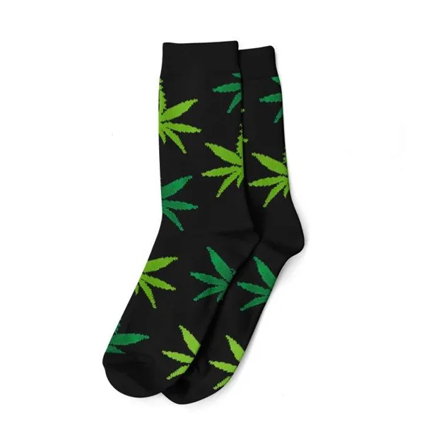 Calcetines Cannabicos Hombre Black Leaves