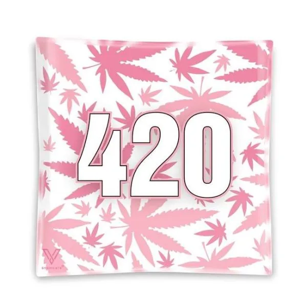 Cenicero Cristal Cuadrado 420 Pink 11x11 cm.