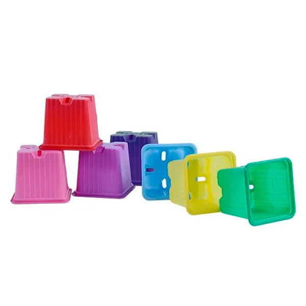 Maceta Cuadrada C. Multicolor 7 x 7 x 6 cm. 0.20 lt. - 50 ud.