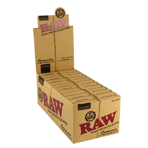 Papel Raw Classic 1.1/4 & Tips Connoisseur 24 Librillos de RAW